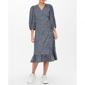 Only Vestido Olivia Wrap Midi Azul