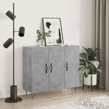 Aparador de madera de ingeniería 90x34x80 cm, mueble de almacenaje para salón, buffet, armario auxiliar y armario de almacenamiento en color gris hormigón