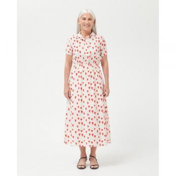 Vestido camisero con estampado de corazones