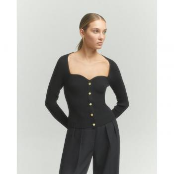 Tintoretto Jersey de mujer corpiño con diseño elegante, tejido suave y cómodo, ajuste entallado, manga larga y cuello redondo