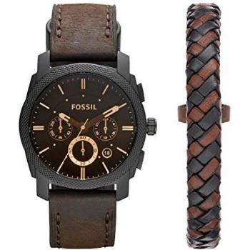 FOSSIL Reloj para Hombre FOSSIL, Tamaño de Caja de 42 mm, Movimiento de Cronógrafo de Cuarzo, Correa de Cuero, Marron Oscuro