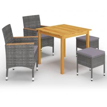 Juego de comedor de jardín 5 piezas gris