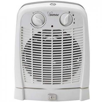 Termoventilador eléctrico Bimar HF195 2000W con oscilación y termostato regulable, color negro y blanco
