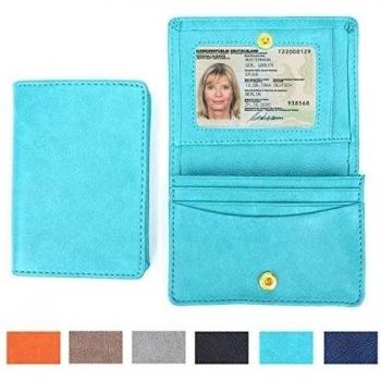 PU de cuero de la tarjeta de crédito titular de la carpeta de la tarjeta de estilo de negocios para los hombres y las mujeres bolsa caso de la vendimia con el ID Ventana LOELMALL