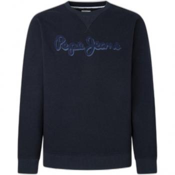 Pepe Jeans Men's Ryan Crew Zip-Up Sweatshirt - Sustainable, Casual, Navy Blue, Cotton-Polyester Blend, Long Sleeve
