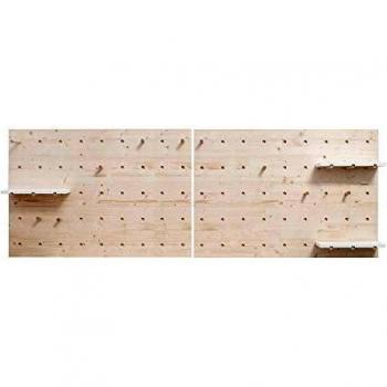 Decowood - Cabecero de Madera Natual con Panel de Accesorios - Hecho a Mano en España - Medidas 238x80cm