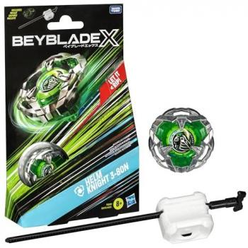 Juego Hasbro Beyblade Helm Knight Defense - Tipo de producto: Juego de habilidad y estrategia, características: incluye una peonza Beyblade con diseño Helm Knight, sistema de defensa mejorado, compatible con otras peonzas Beyblade, fabricado por