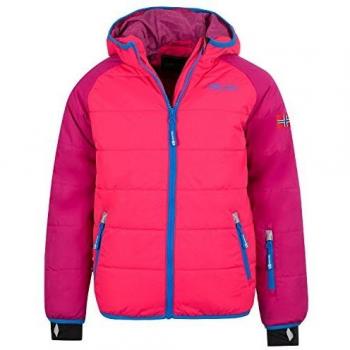 Trollkids Chaqueta de Esquí para Niños Hafjell, Color Rosa Oscuro/Rosa Claro/Azul Talla 4 años