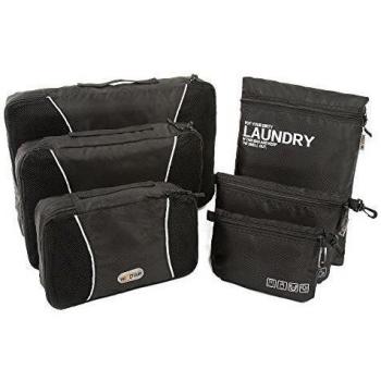 nextour 6 pc set embalaje organizadores - 3 embalaje cubos y Digital accesorios estuche neceser bolsa de lavandería bolsa de viaje de Nueva versión negro negro