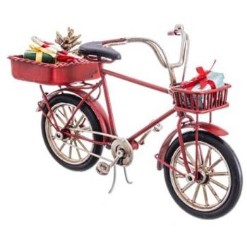 Adorno Navideño Rojo Multicolor Metal Bicicleta 16 x 6,5 x 9,5 cm