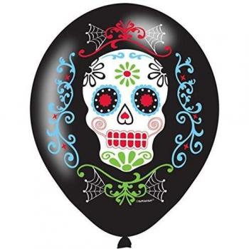 Amscan 9901175 - Globos de látex con calavera, diseño de calavera, 6 unidades