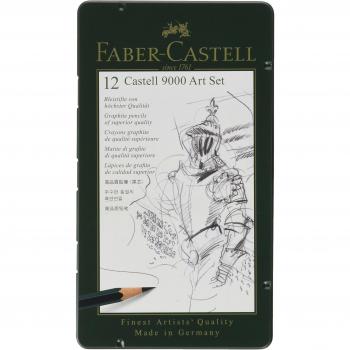 Faber Castell 9000 - Paquete de 12 Lápices Artísticos en Negro para Dibujo Profesional
