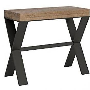 Consola Extensible 90x40/196 cm Xenia Small Premium Roble Natural Estructura Antracita