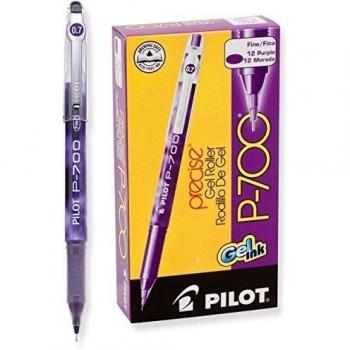 P-700 Roller Ball Stick Gel Pen, Purple Ink, Fine, Dozen