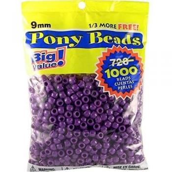 Darice Abalorios opacos de color morado para poni, 9 mm de diámetro, 1000 cuentas por bolsa, paquete de 1