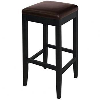 Juego de 2 taburetes altos para bar en símil cuero marrón oscuro - Bolero - Estilo clásico con madera maciza