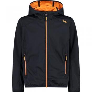 CMP Boys' Softshell Jacket with Fixed Hood - Anthracite/Flame, Size 10