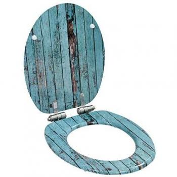 vidaXL WC Toilet Seat with Soft Close Lid MDF Old Wood Design