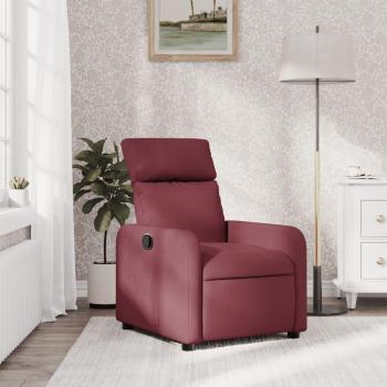 Sillón reclinable de tela vino tinto con estructura de madera, mecanismo de reclinación manual, tapizado en tela suave y resistente, color rojo tinto
