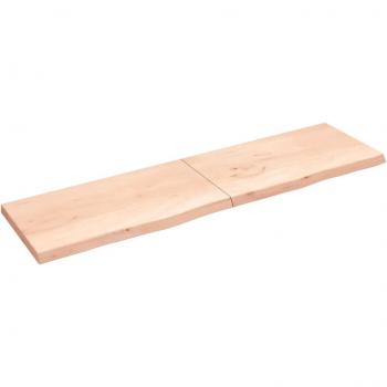 Estante de pared de madera maciza de roble sin tratar 220x60x(2-6) cm natural, marrón claro y marrón oscuro, mueble de almacenaje estantería para oficina, estudio y dormitorio