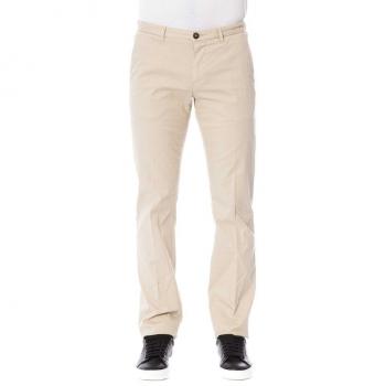 Trussardi Beige Cotton Chinos for Men - Size 3XL, Zipper and Pockets
