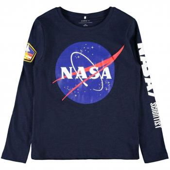 NAME IT Camiseta Manga Larga NIÑO NASA - 122-128, Negro
