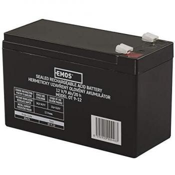 Emos acumulador sin mantenimiento de plomo 12 V, 9 Ah Faston de 6,3 mm, 1 pieza, b9675