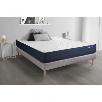 Somier gris Actisom + Colchón de látex y espuma viscoelástica 160 x 210 cm, 5 zonas de confort