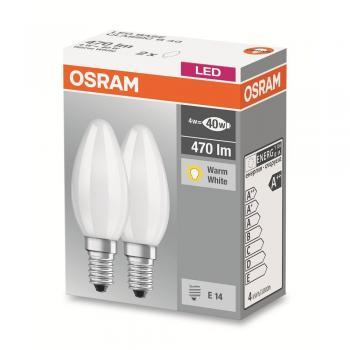 Osram Base Clasic B Bombilla LED E14, 4 W, Blanco, 2 unidades