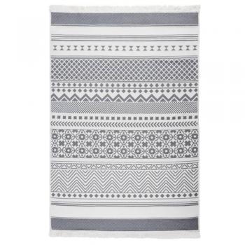 Alfombra de algodón blanca y gris 160x230 cm