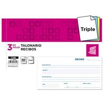 Liderpapel - Talonario Recibos 3/F║ Apaisado Original Y 2 Copias Sin Matriz