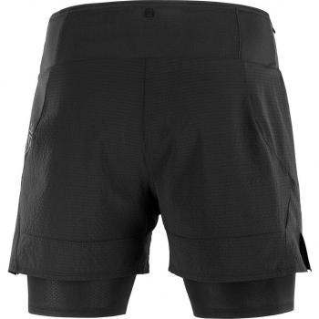 Salomon - Short de hombre 2 en 1 para running, color negro, talla M