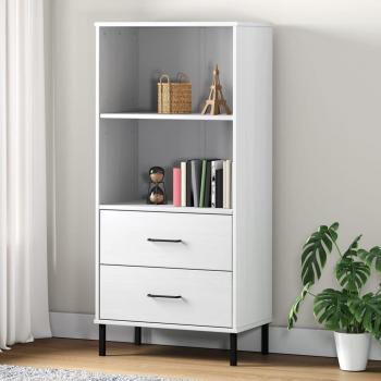 Librería OSLO con 2 cajones blanca 60x35x128,5 cm de madera maciza