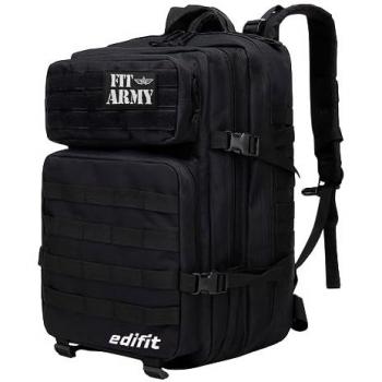 Mochila Táctica Edifit 45L para Crossfit y Aventuras - Resistente y Versátil para Entrenamiento y Actividades al Aire Libre, Unisex, con Múltiples Bolsillos (Full Black)