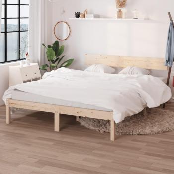 Cama solar sin colchón de madera maciza 160x200 cm, estructura de cama de madera maciza de pino gris 160x200 cm