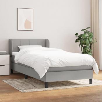 Cama box spring con colchón de muelles gris claro 100x200 cm