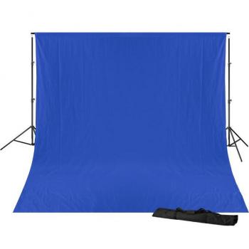 Soporte de Fondo Bresser BR-D23 con Telón de Fondo Azul Croma 3x6m