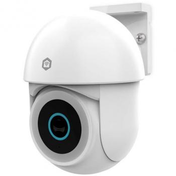 Cámara de Seguridad Exterior Inteligente Nedis Wi-Fi 3MP Full HD 1296p con Luz Floodlight, Visión Nocturna a Color, Pan/Tilt, Detección de Movimiento, IP65