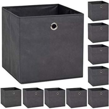 vidaXL Storage Boxes 10 pcs Non-woven Fabric 32x32x32 cm Grey