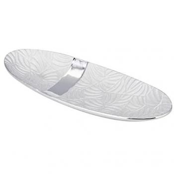 Centro de Mesa Cerámica Plateada 34x12x6 cm - Diseño Elegante y Sofisticado para Decoración Moderna
