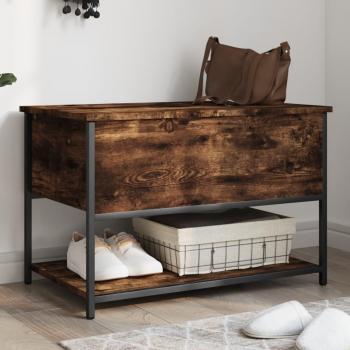 Banco de almacenamiento de madera multicapa en roble ahumado 70x42,5x47 cm Marrón