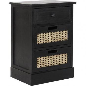 Cajonera de Madera de Paulonia con 3 Cajones - Negro