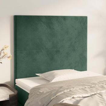 Cabeceros de terciopelo verde oscuro (2 unidades) 80x5x78/88 cm