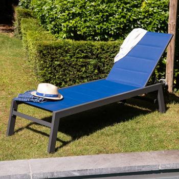 Tumbona de textileno azul oscuro y aluminio antracita Happy Garden