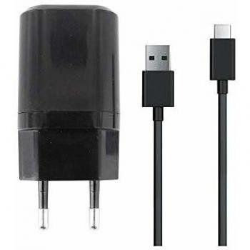 Cargador de Red 2 puertos USB 2.4A con Cable USB-C 1m - Negro