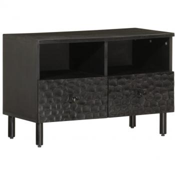 Mueble para TV de madera maciza de mango negro 70x33x46 cm