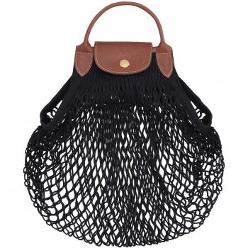 Longchamp Multi-Position Cotton Shoulder Bag - Le Pliage Filet Black