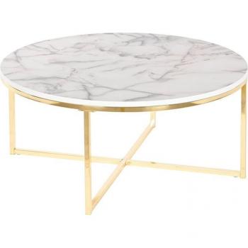 Mesa auxiliar blanco dorado metal madera MDF 80 x 80 x 35 cm