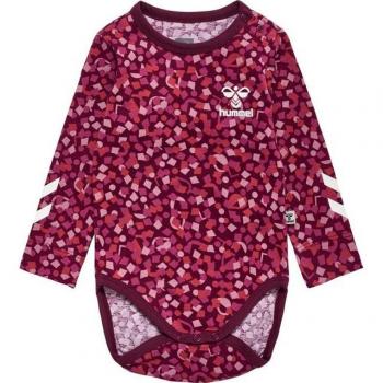 Hummel Unisex Long Sleeve Confetti Bodysuit in Windsor Wine for 2-4 Months