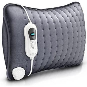 Cojín Eléctrico Térmico Gris 100W para Espalda, Hombros y Cuello con 3 Niveles de Temperatura y Apagado Automático